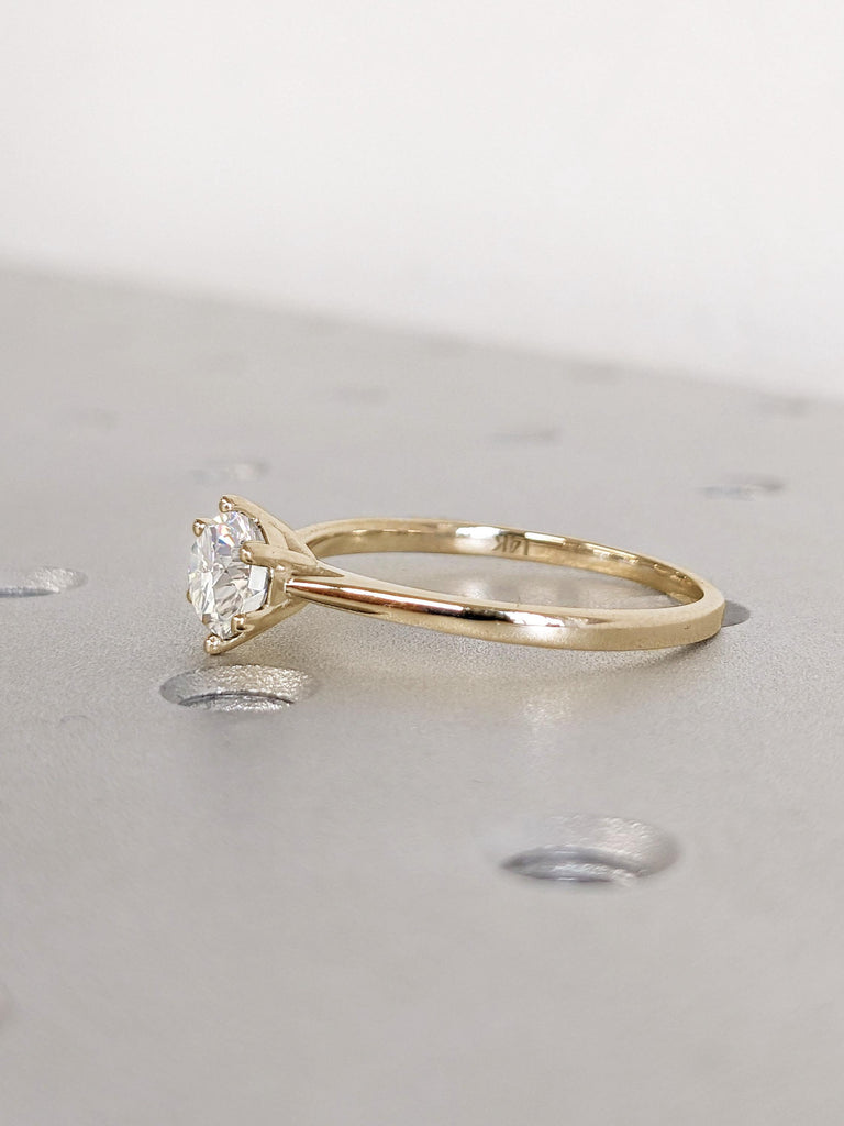 1ct, 1.5 Carat VVS White Moissanite Thin Engagement Ring | Round cut Ring | Solid Gold Rings for Women | Simple Promise Ring | Bridal Ring