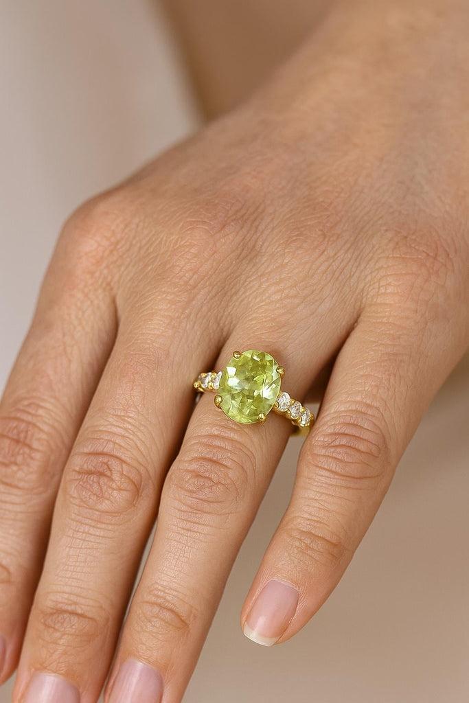 1ct Mint Green Sapphire Ring, Oval Engagement Ring, September Birthstone Ring, Diamond Engagement Ring, Statement Ring, Vintage Gold Ring