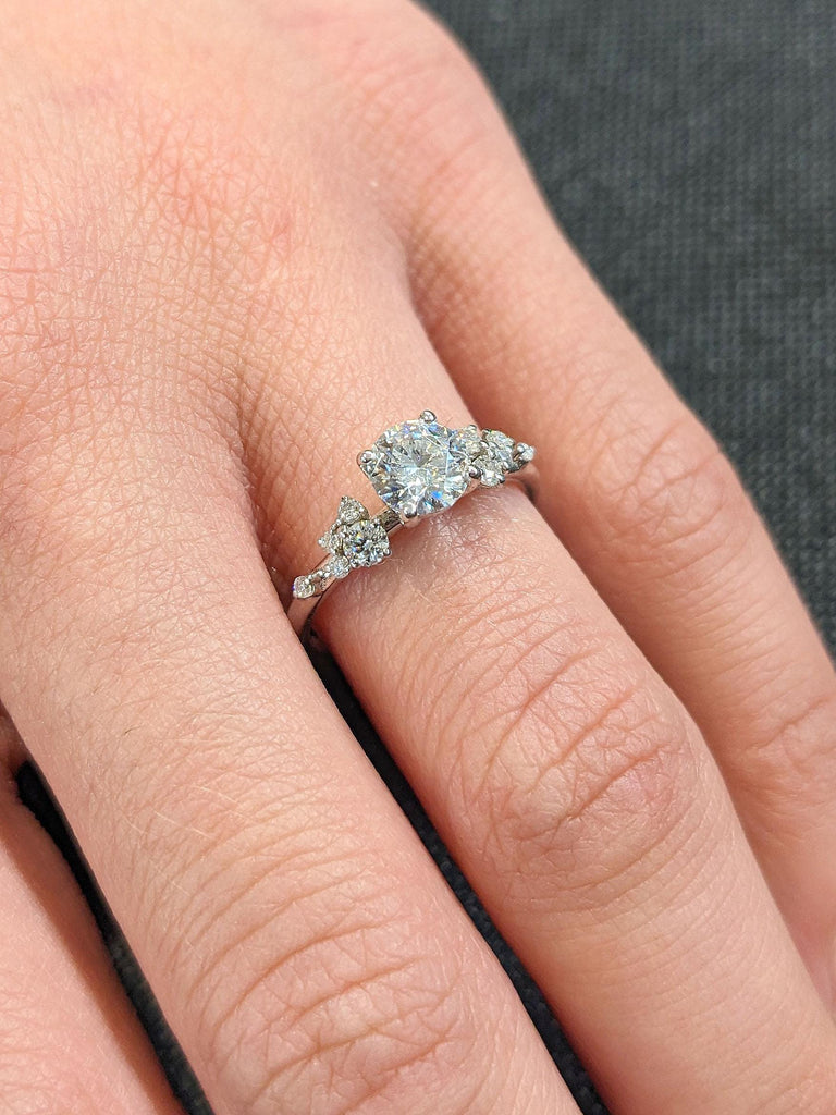 Delicate Moissanite Ring, Round Cut Gold Ring, 18k White Gold Ring, Engagement Ring, Diamond Ring for Women, Gift for Her, Anniversary Gift
