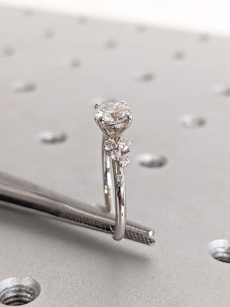 Delicate Moissanite Ring | Round Cut Gold Ring, 18k White Gold Ring, Engagement Ring, Diamond Ring for Women, Gift for Her, Anniversary Gift