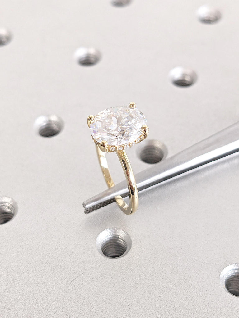Oval Moissanite Ring, Gold Statement Ring