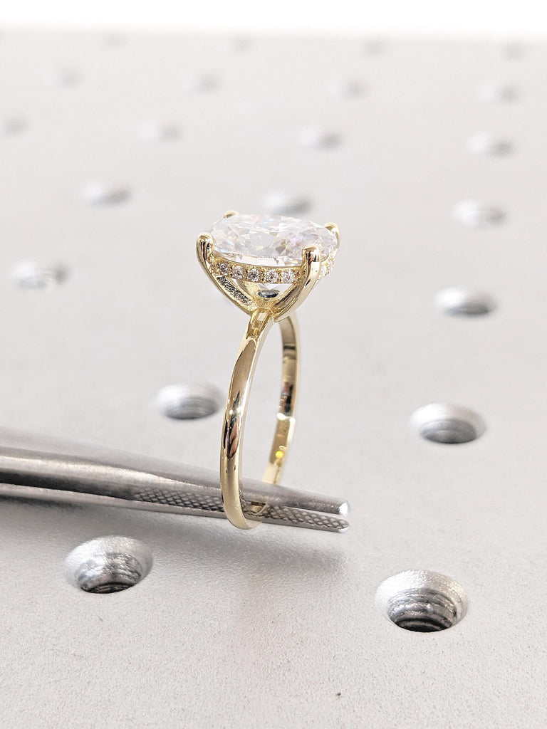 Moissanite Rings for Women, 14k Solid Gold Ring