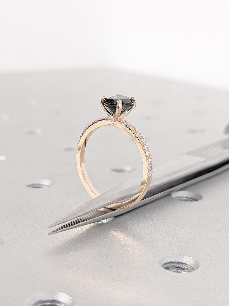 Oval Engagement Ring, Teal Sapphire Ring