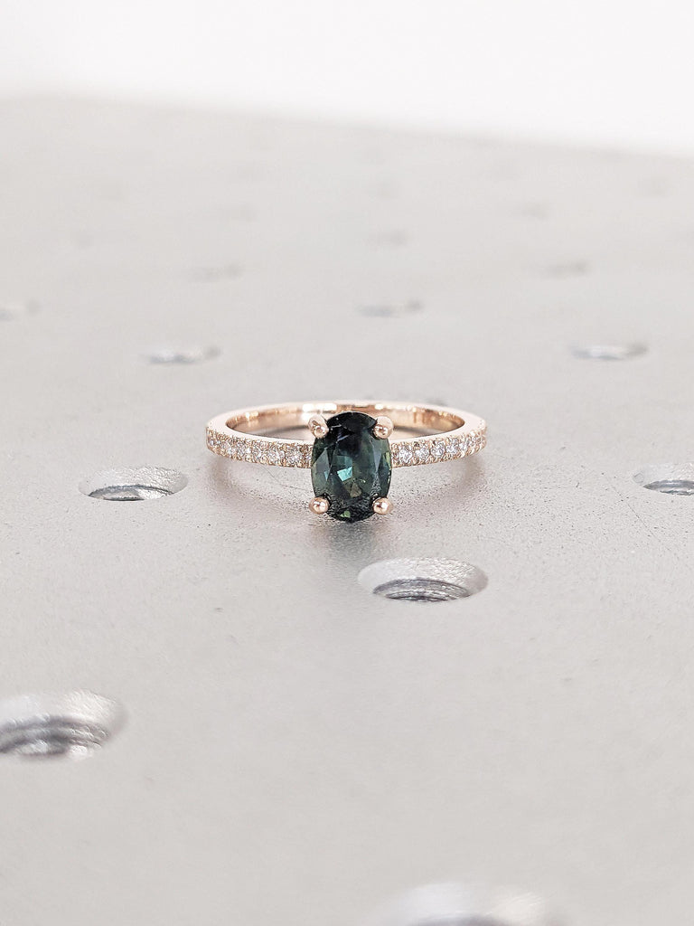 Teal Sapphire Ring, Unique Wedding Rings