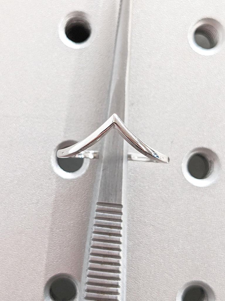 Chevron Thin Gold Ring For Her | Simple Gold Band | Woman Wedding Band | White Gold Band