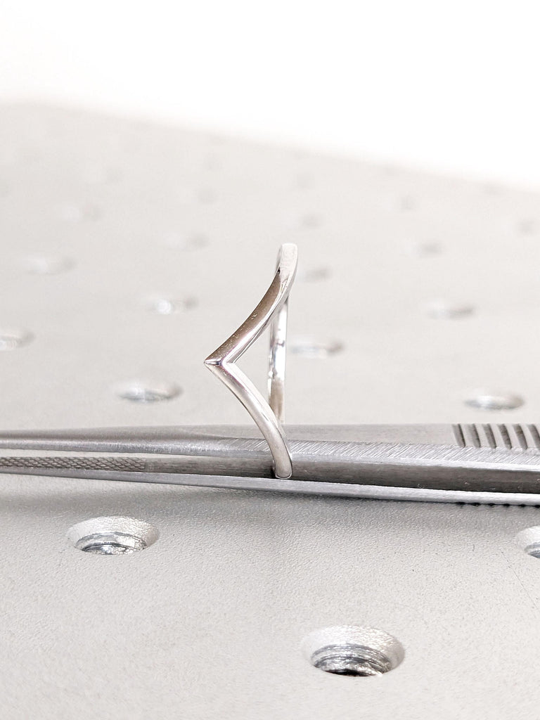 14k 18k Gold V Shaped Woman Wedding Ring | Unique Stacking Ring | Thin Wedding Band