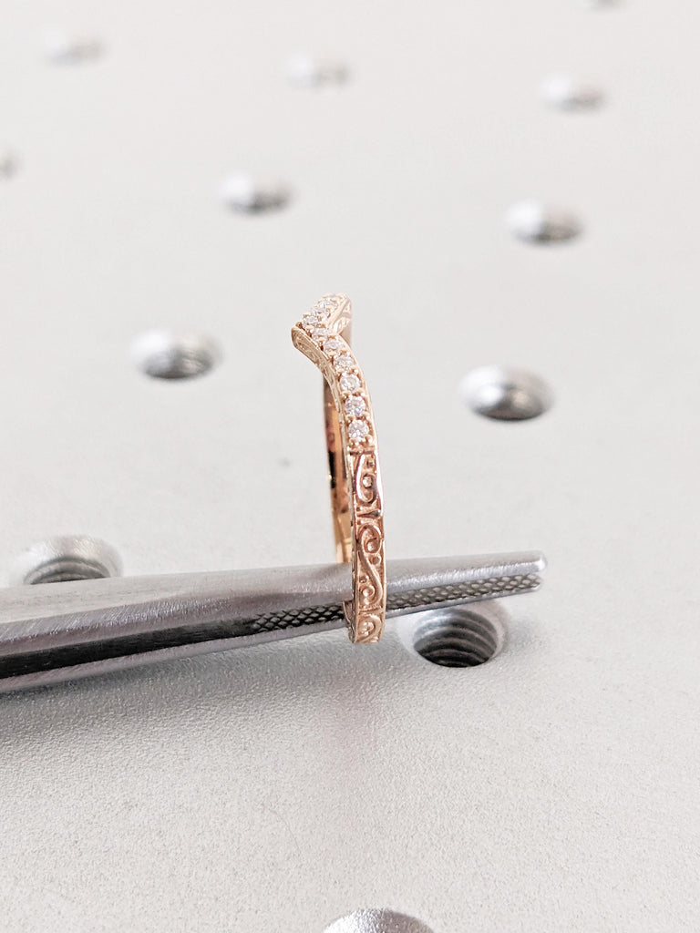14k Rose Gold Ring, Vintage Wedding Band