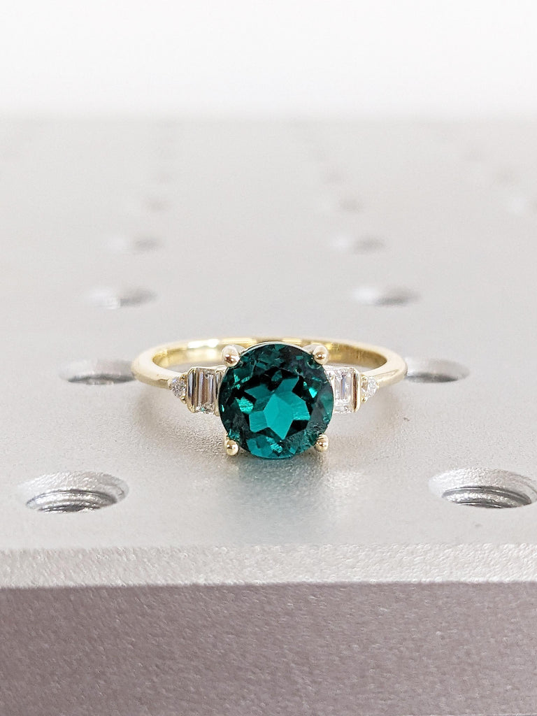 Diamond and Lab Emerald Promise Ring for Her