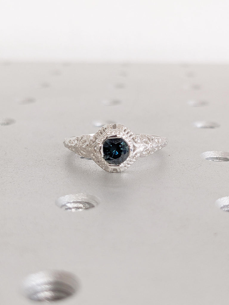 Blue Green Sapphire Ring