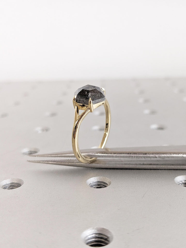 Salt and Pepper Diamond Engagement Ring