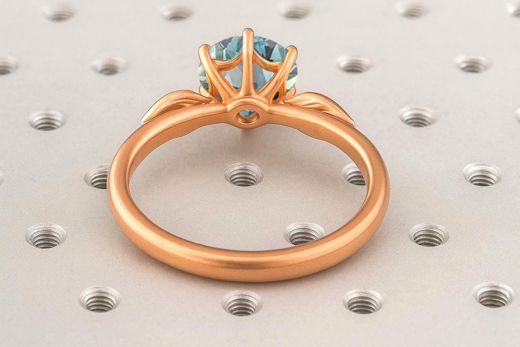 Solid Rose Gold Montana Sapphire Solitaire Ring | Round Solitaire Engagement Ring | 14k 18k Gold Rings for Women