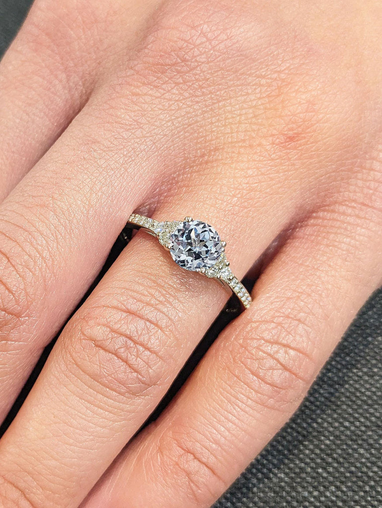 1 Carat Aquamarine Ring | Round cut Engagement Ring | Art Deco Aquamarine Promise Anniversary Ring
