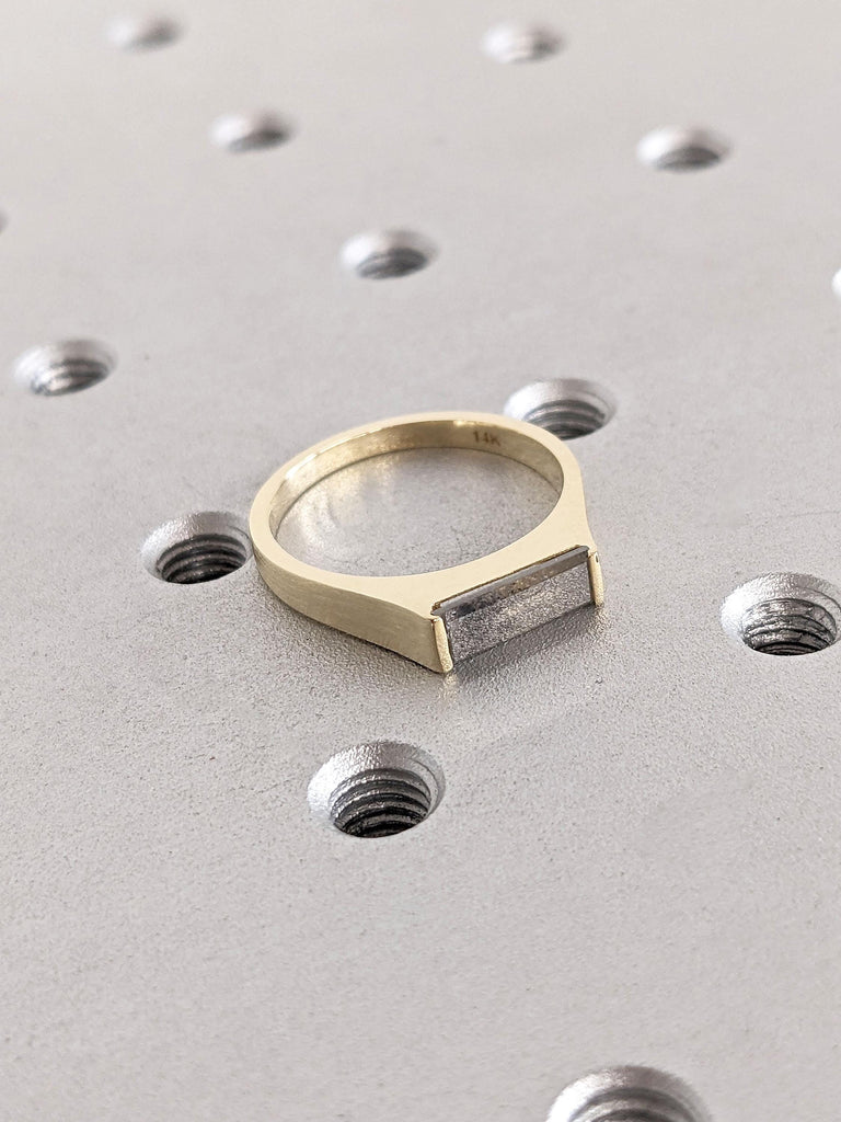 Chunky Baguette Ring | Salt and Pepper Grey Diamond Statement Ring | Gold Engagement Ring | Promise Ring | Minimalist Ring | Gift For Wife