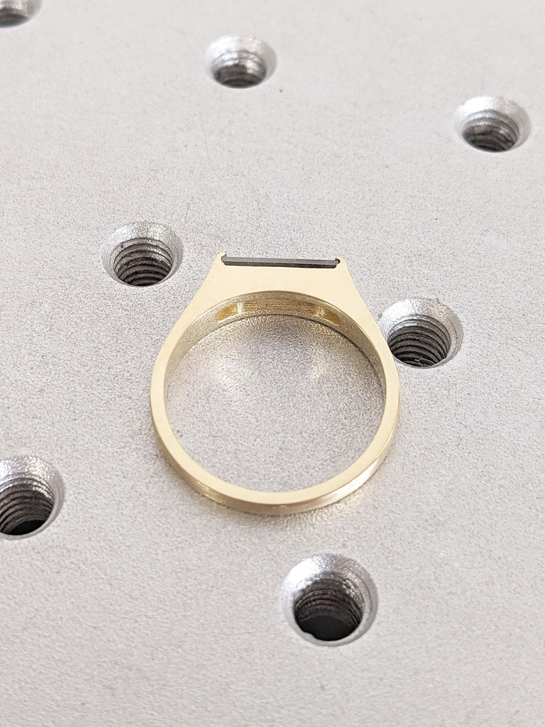 Chunky Baguette Ring | Salt and Pepper Grey Diamond Statement Ring | Gold Engagement Ring | Promise Ring | Minimalist Ring | Gift For Wife