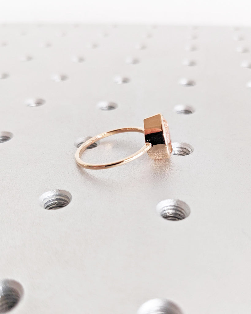 14K Rose Gold Pear Morganite Ring - Peach Morganite Engagement Ring - Pear Shape Bezel Ring - Teardrop Pear Solitaire Morganite Ring For Her