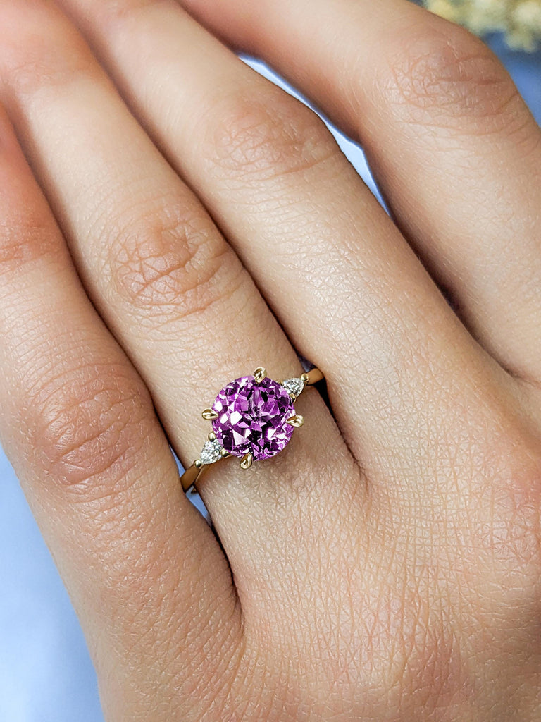 2ct Alexandrite and Diamond Engagement Ring | 14k Yellow Gold Alexandrite Ring | Delicate Engagement Ring
