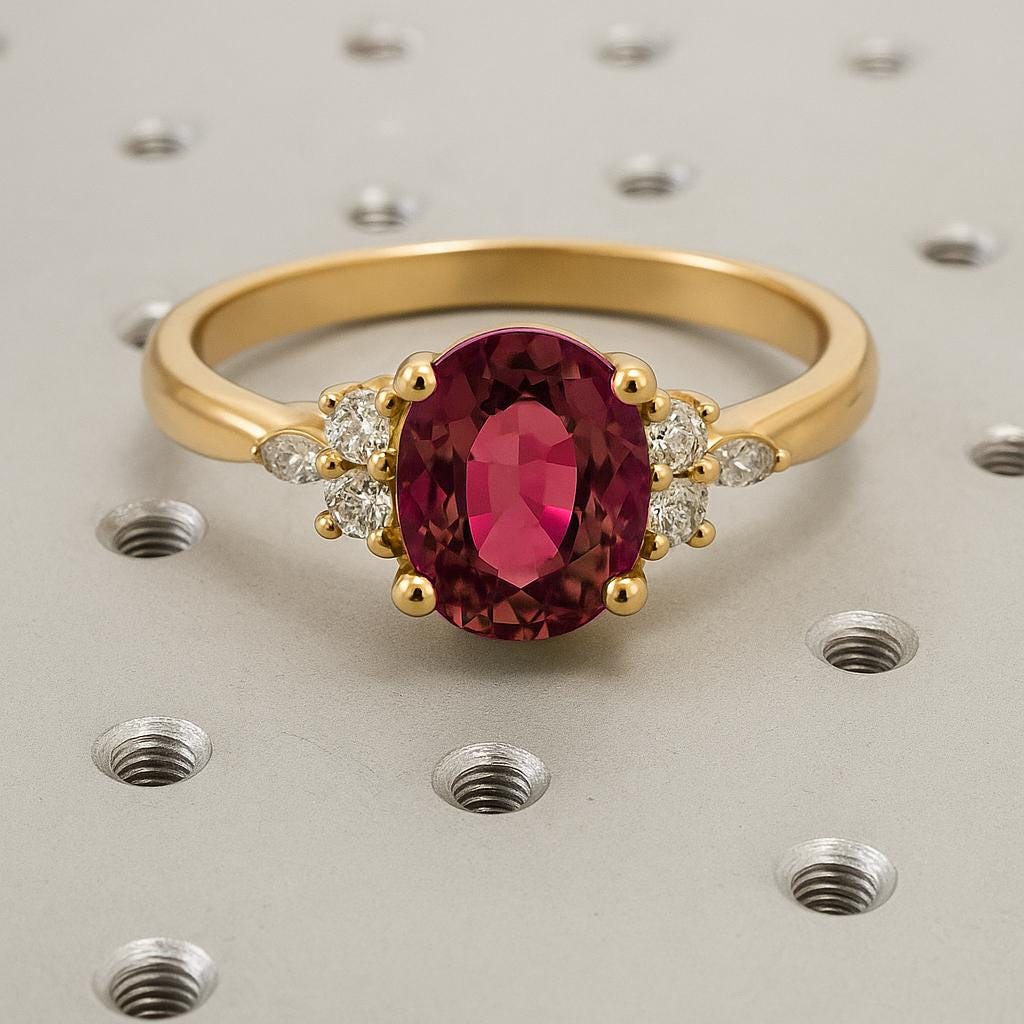 Vintage Ruby Ring, Oval Engagement Ring, Ruby Jewelry, Unique 18k/14k Solid Gold Ring