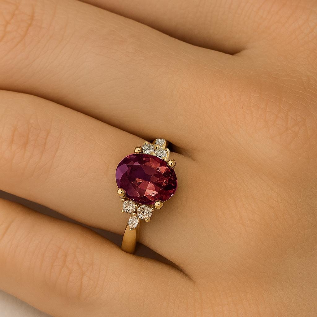 Round and Marquise Cut Diamond Cluster Ring, Cocktail Ring, Gemstone Ring