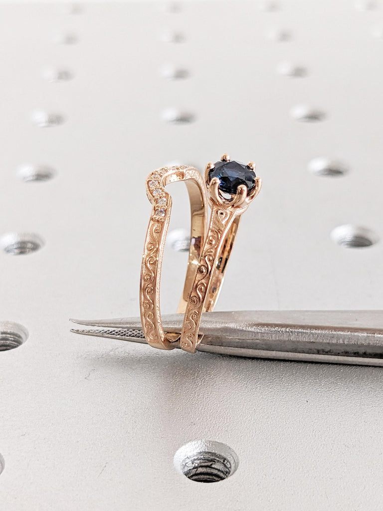 Peacock Sapphire Engagement Ring