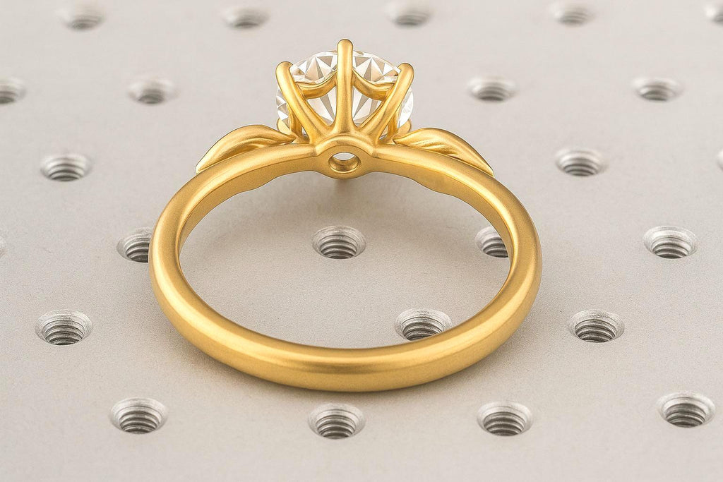 1ct, 2 Carat Round Lab Created Diamond Solitaire Engagement Ring | 14k Yellow Gold Promise Ring | 6 Prong Setting Ring | Organic Leaf Ring