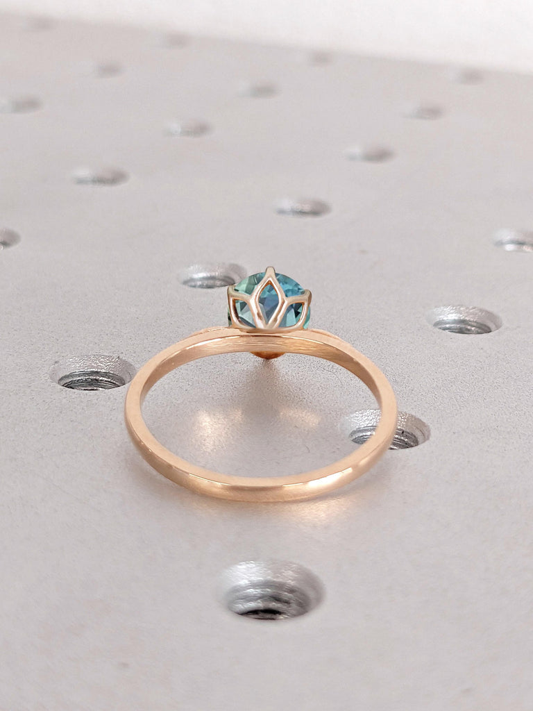 Flower Petal Ring | Floral Engagement Ring | 14k Yellow Gold Nature Inspired Sapphire Wedding Anniversary Ring