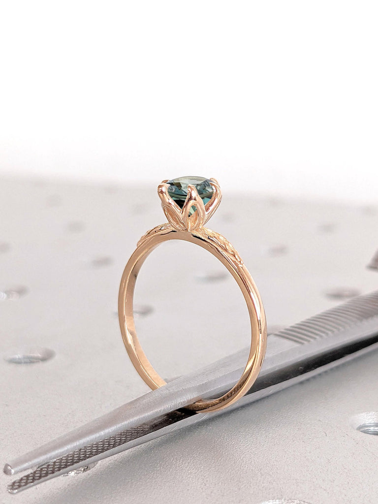 Real Yellow Gold Women Wedding Ring | Tulip Basket Setting Sapphire Solitaire Engagement Ring | Best Unique Proposal Ring