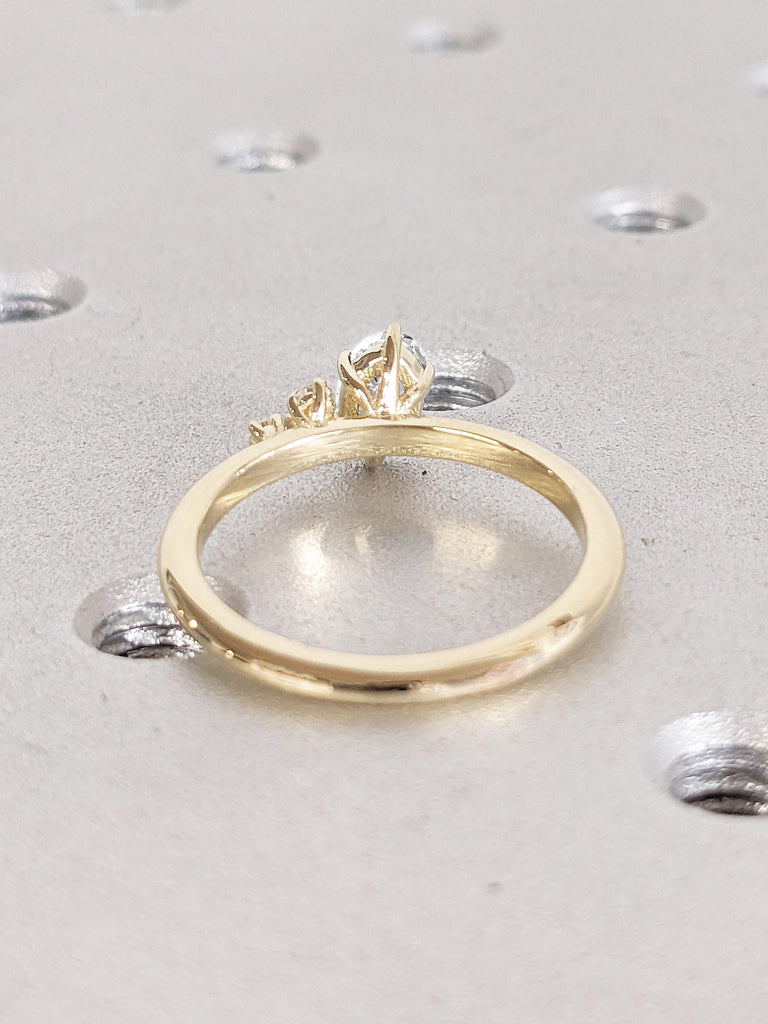 Dainty Solid Gold Ring, Diamond Cluster Ring