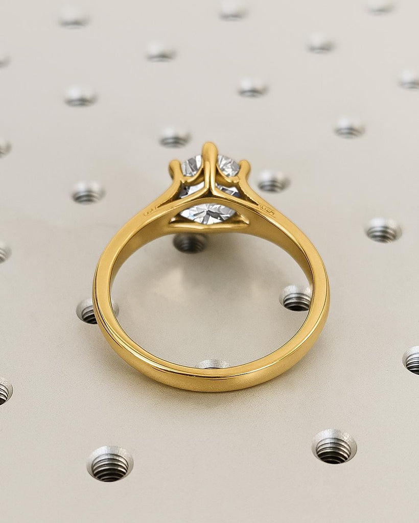 Vintage Lab Diamond Engagement Ring, 14K Yellow Gold Filigree Art Deco Promise Ring, Round Lab Grown Diamond Ring, Unique Ring for Her