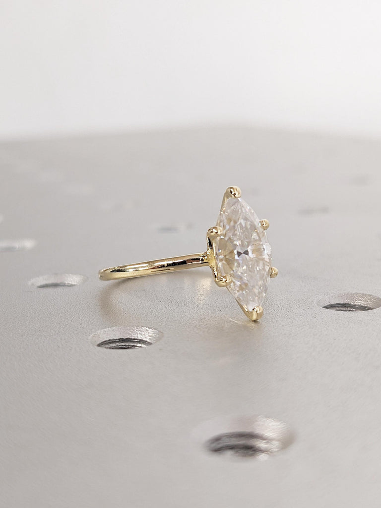 Lab Grown Diamond Engagement Ring, 14k Solid Gold Ring, Marquise Lab Diamond Ring, Gold Statement Ring, Solitaire Ring, Unique Gift for Wife