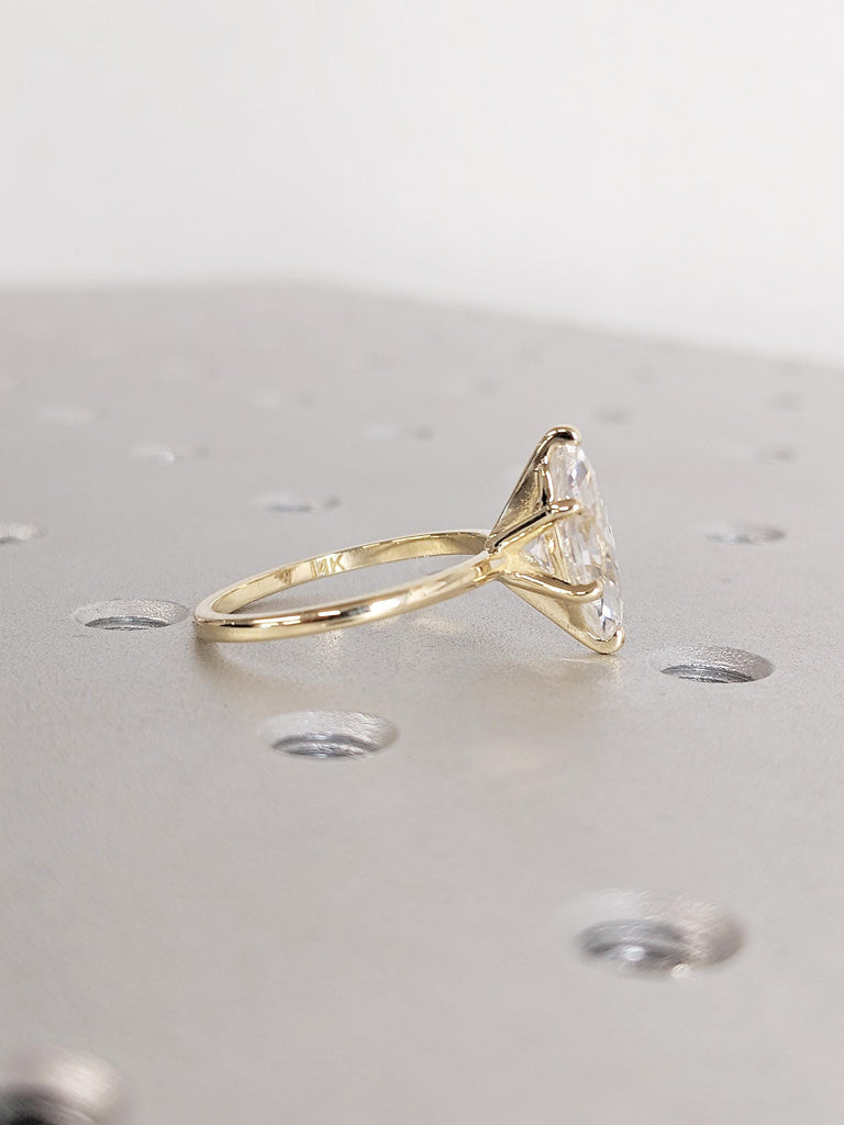 Lab Grown Diamond Engagement Ring, 14k Solid Gold Ring, Marquise Lab Diamond Ring, Gold Statement Ring, Solitaire Ring, Unique Gift for Wife