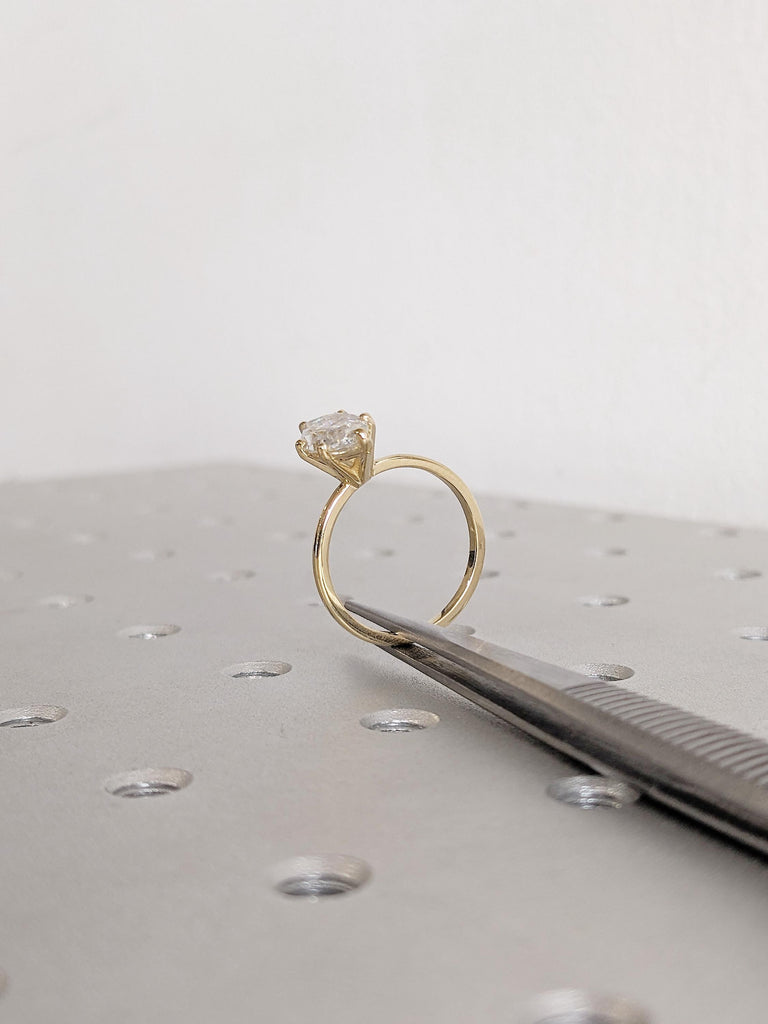 Lab Grown Diamond Engagement Ring, 14k Solid Gold Ring, Marquise Lab Diamond Ring, Gold Statement Ring, Solitaire Ring, Unique Gift for Wife