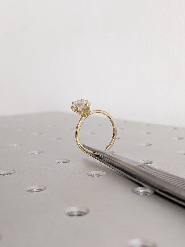 0.5-4ct Moissanite Engagement Ring, Unique Marquise Ring, Solid Gold Ring, Simple Ring for Women, Gold Wedding Ring, Dainty Engagement Ring