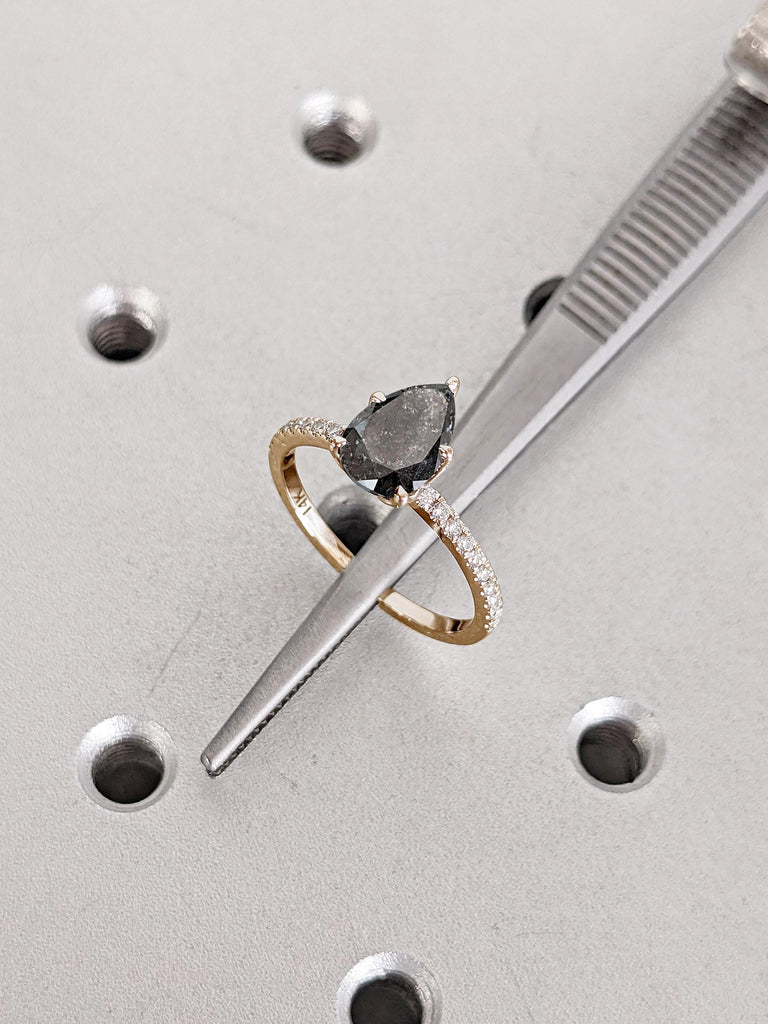 Pear Engagement Ring, Half Eternity Ring