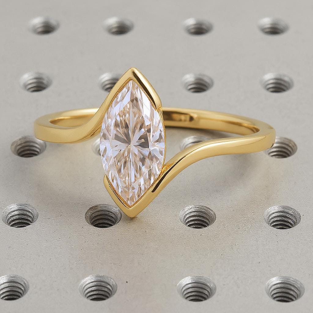 Marquise Moissanite Engagement Ring
