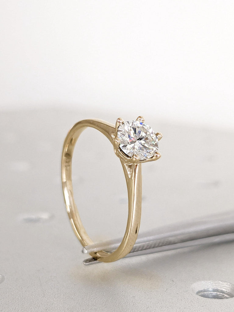 Round Lab Grown Diamond Solitaire Ring | Round Engagement Ring | 14k Solid Gold Promise Ring | Simple Wedding Ring | 1ct/2CT Engagement Ring