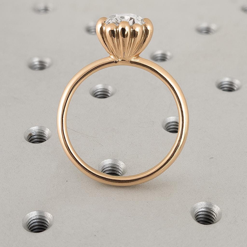 Ocean Style Engagement Ring | Seashell Setting Ring | Yellow Gold Oval Moissanite Promise Ring | Unique Wedding Anniversary Ring Gift