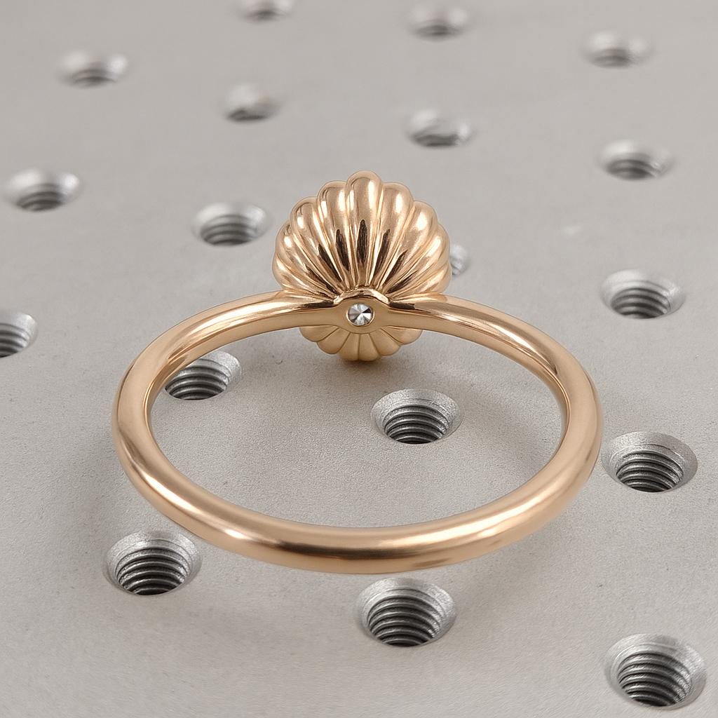 Unique Engagement Ring Seashell Sapphire Ring | 14k 18k Gold Rings for Women