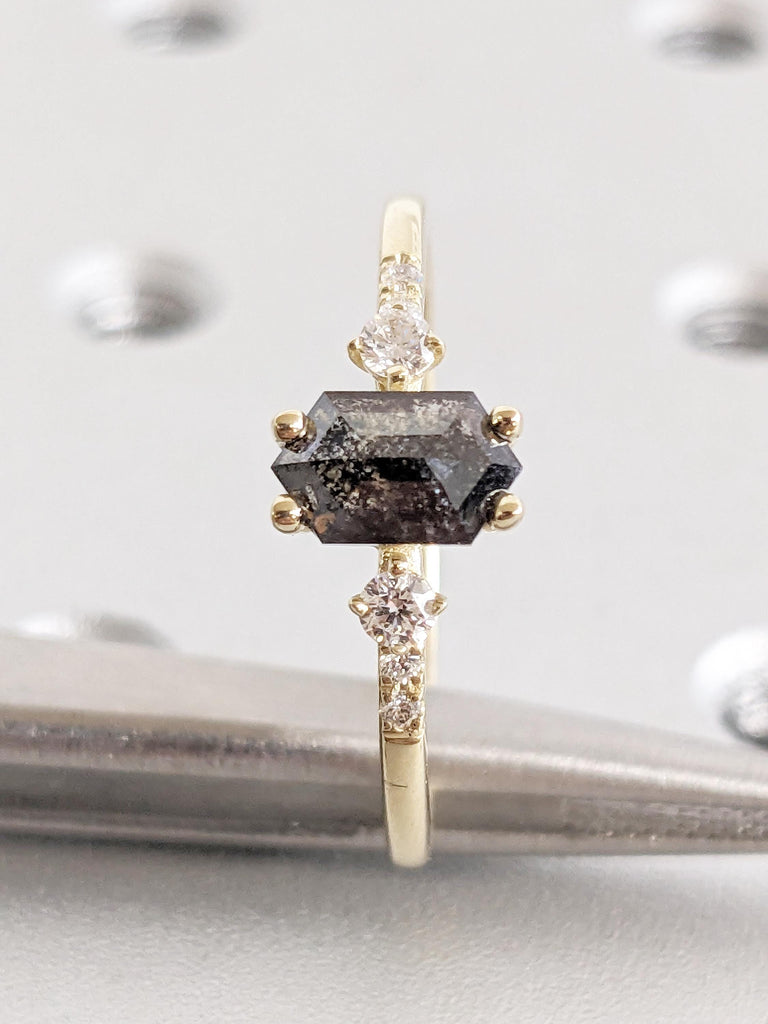 Hexagon Diamond Ring, Gift for Women