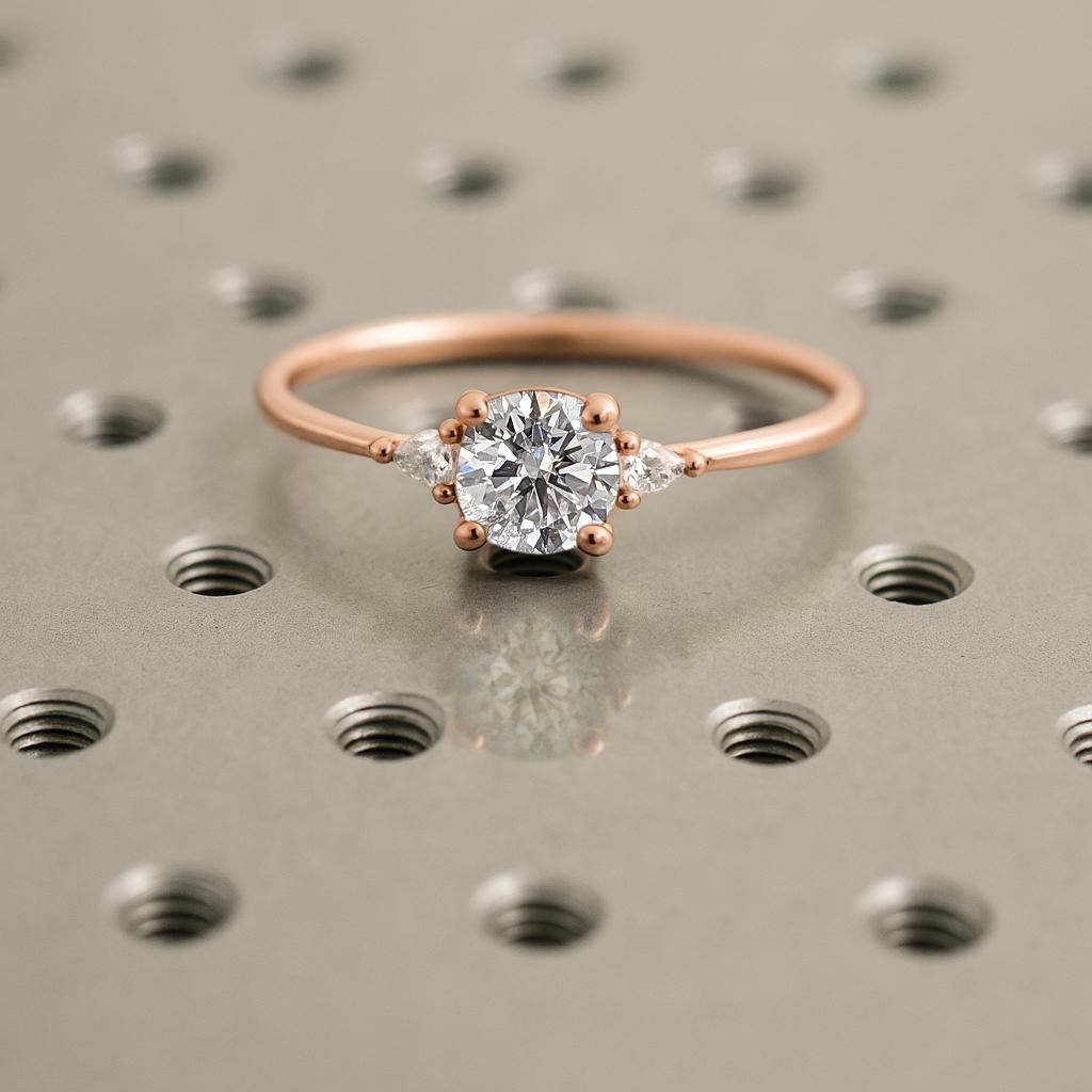 Gold Promise Ring for Her, Modern Engagement Ring, Birthday Gift for Her