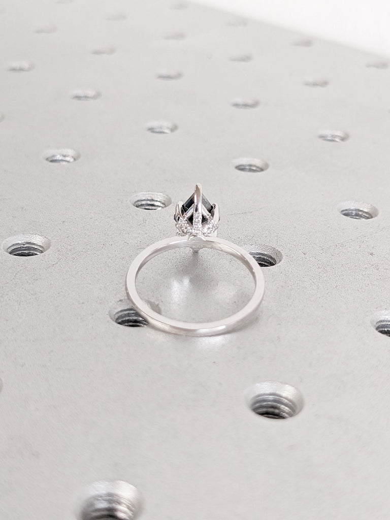 Kite Cut Engagement Ring, Hidden Diamond Ring