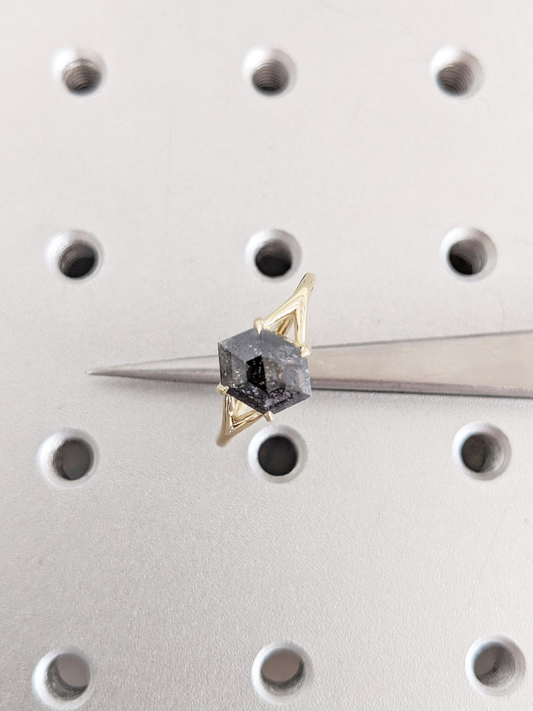 14k/18k Gold Statement Ring, Hexagon Ring