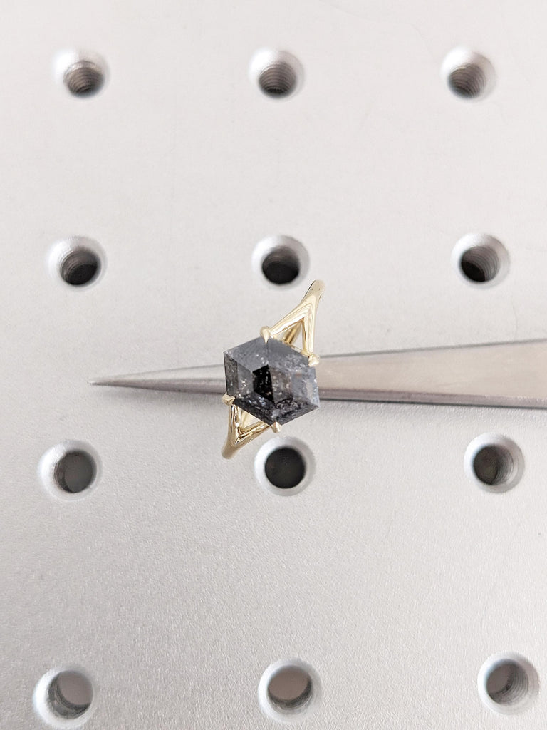 14k/18k Gold Statement Ring, Hexagon Ring
