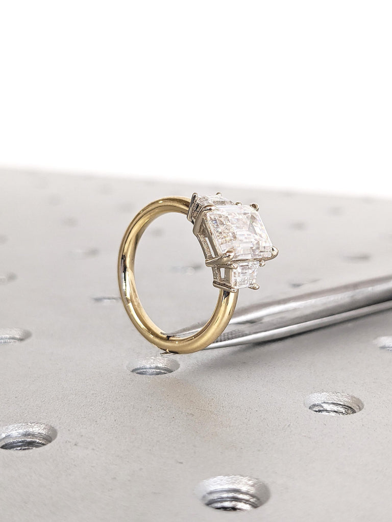 Emerald Cut Moissanite Engagement Ring