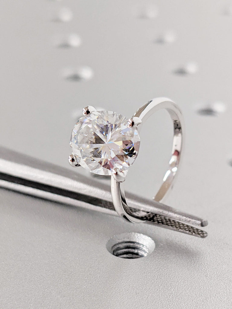 Simple Oval Lab Diamond Wedding Ring, 14k White Gold Lab Grown Diamond Engagement Ring, Oval Cut Solitaire Ring, Certified Lab Diamond Ring