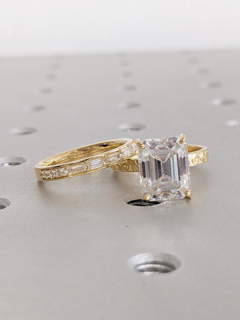 Vintage Lab Diamond Promise Ring, 18k Solid Gold Ring Set, Filigree Lab Grown Diamond Ring, Stacking Ring for Women, Art Deco Statement Ring image #3