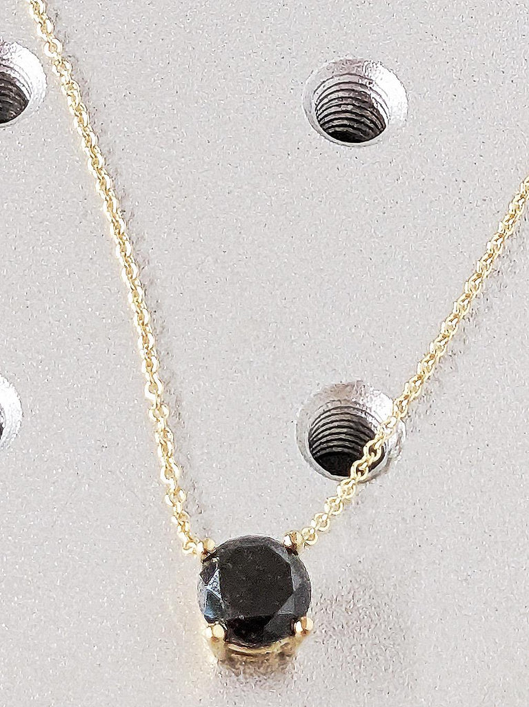 14K Yellow Gold Salt And Pepper Diamond Necklace, Classic Round Salt & Pepper Diamond Necklace, Minimalist Galaxy Necklace, Anniversary Gift