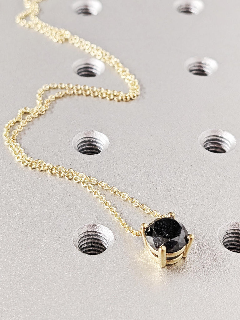 14K Yellow Gold Salt And Pepper Diamond Necklace, Classic Round Salt & Pepper Diamond Necklace, Minimalist Galaxy Necklace, Anniversary Gift