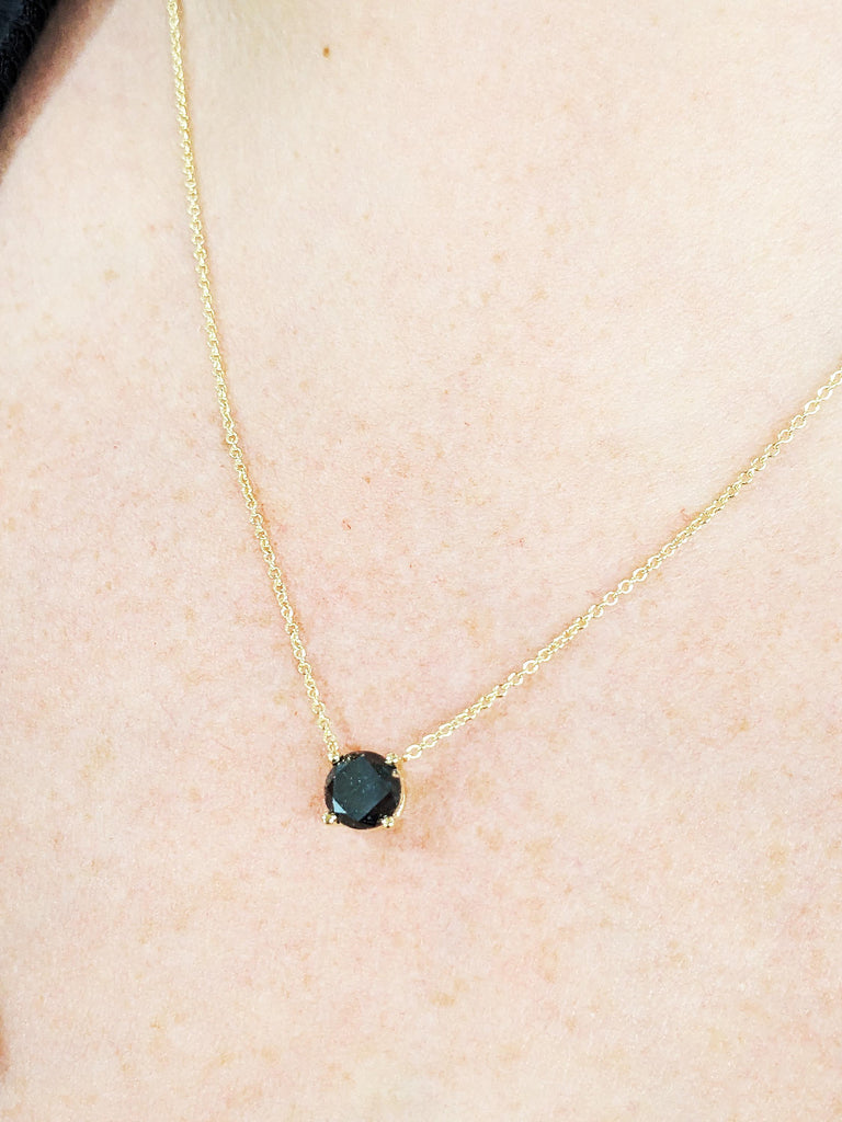 14K Yellow Gold Salt And Pepper Diamond Necklace, Classic Round Salt & Pepper Diamond Necklace, Minimalist Galaxy Necklace, Anniversary Gift