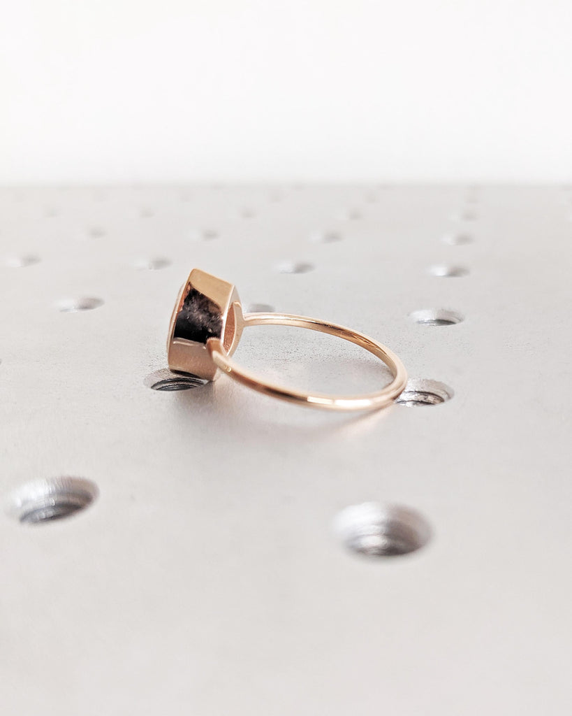 14K Rose Gold Pear Morganite Ring - Peach Morganite Engagement Ring - Pear Shape Bezel Ring - Teardrop Pear Solitaire Morganite Ring For Her