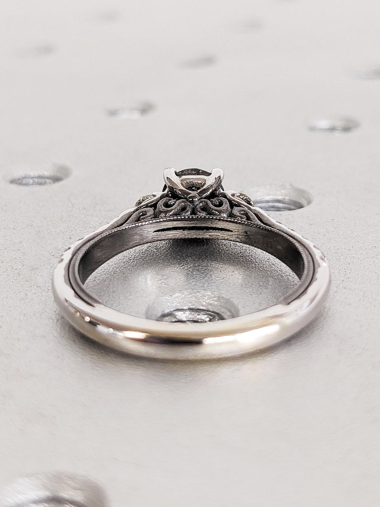 Two Tone White Gold, Black Gold Round Cut Salt and Pepper Diamond Engagement Ring, Modern Raw Diamond Wedding Ring, Stacking Promise Ring
